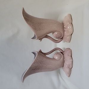 Red Wing USA 1350 Pink Speckled Ewer Vases, Set of 2